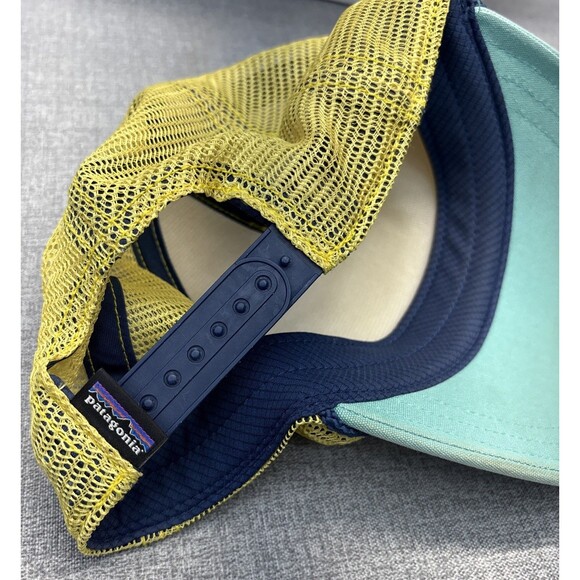 PATAGONIA Trucker Hat Mesh Snap Back Baseball Cap 1973 Women's Yellow Green - Picture 3 of 5